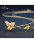 Modny pozłacany naszyjnik damski z pszczółką elegancka biżuteria z naturalnym kamieniem delikatny wisiorek
