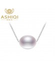 ASHIQI 925 sterling silver naszyjniki z pereł słodkowodnych wisiorek 7.5-8mm naturalne perły biżuteria dla kobiet prezent