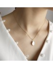 LouLeur 925 sterling srebrny barokowy pearl wisiorki naszyjnik prosta konstrukcja dziki elegancki urok naszyjnik dla kobiet w po