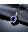 JewelryPalace 925 Sterling srebrne wisiorki naszyjnik owalny księżniczka Diana William wisiorek niebieski szafirowy wisiorek bez