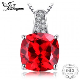 JewelryPalace 925 Sterling Silver 4.9ct sztuczny czerwony rubin wisiorek naszyjniki dla kobiet zaręczyny ślub biżuteria bez łańc