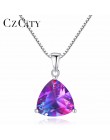 CZCITY Rainbow gemstone wisiorek 5.79ct Mystic fioletowy Rainbow ogień Topaz 925 Sterling Silver naszyjniki i wisiorki kobiety b