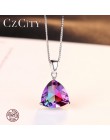 CZCITY Rainbow gemstone wisiorek 5.79ct Mystic fioletowy Rainbow ogień Topaz 925 Sterling Silver naszyjniki i wisiorki kobiety b