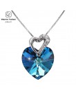 Warme Farben kryształ z Swarovski kobiety naszyjnik Fine Jewelry niebieski wisiorek w kształcie serca z kryształami naszyjnik pr