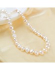 ASHIQI biały naturalny perła baroku naszyjnik z pereł 9-10mm prawdziwa perła słodkowodna biżuteria dla kobiet moda prezent