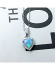 W kształcie serca w kształcie serca biały różowy niebieski Opal naszyjniki i wisiorki z sześciennych cyrkon 925 Sterling Silver 