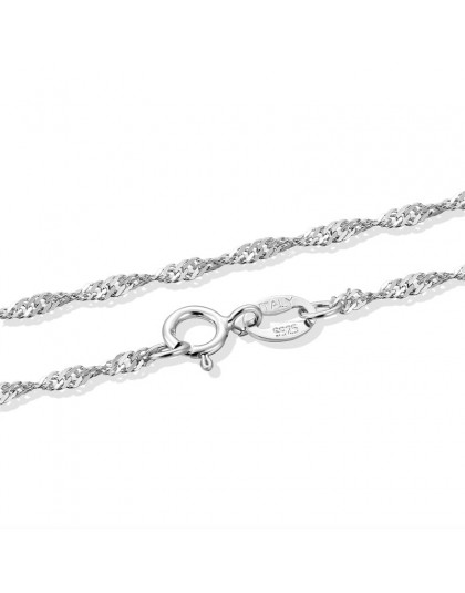 35 cm-80 cm cienkie 925 Sterling Silver Twisted singapur wody fala łańcucha Link naszyjniki kobiety dziewczyny dzieci dziecko bi