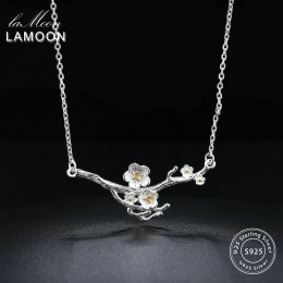 LAMOON 2018 nowy 2-kolory Plum Blossom kwiat S925 wisiorek naszyjnik 925-Sterling-Silver Fine Jewelry dla kobiety ślub LMNY008