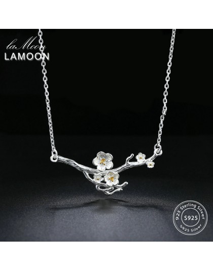 LAMOON 2018 nowy 2-kolory Plum Blossom kwiat S925 wisiorek naszyjnik 925-Sterling-Silver Fine Jewelry dla kobiety ślub LMNY008