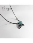 Thaya oryginalne s925 srebrny niebieski róża kwiat kryształ wisiorek naszyjnik roślin biżuteria panie dla naszyjnik kobiety w st