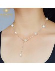 ASHIQI prawdziwe S925 sterling silver naturalna perła słodkowodna naszyjnik szary biały 8-9mm barokowy pearl biżuteria dla kobie