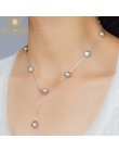 ASHIQI prawdziwe S925 sterling silver naturalna perła słodkowodna naszyjnik szary biały 8-9mm barokowy pearl biżuteria dla kobie