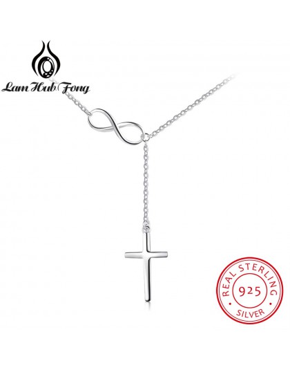 Krzyż i nieskończoność stałe 925 Sterling srebrny naszyjnik kobiet biżuterii najlepszy prezent na Boże Narodzenie dla pań (Lam H