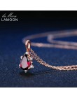 LAMOON 5x7mm 1ct 100% naturalny gruszka czerwony granat pirope 925 Sterling Silver biżuteria Rose złoty łańcuch wisiorek naszyjn