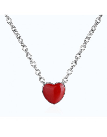 Romantyczna miłość serce czerwony wiecznego wisiorek naszyjnik dla kobiet 925 Sterling Silver biżuteria ślub zaręczyny świąteczn