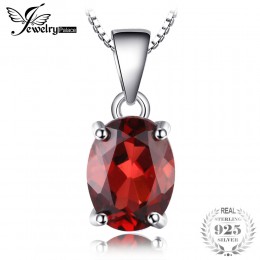 JewelryPalace owalne 2.5ct naturalny granat Birthstone wisiorek 925 Sterling srebrne wisiorki naszyjniki bez łańcuch Fine Jewelr