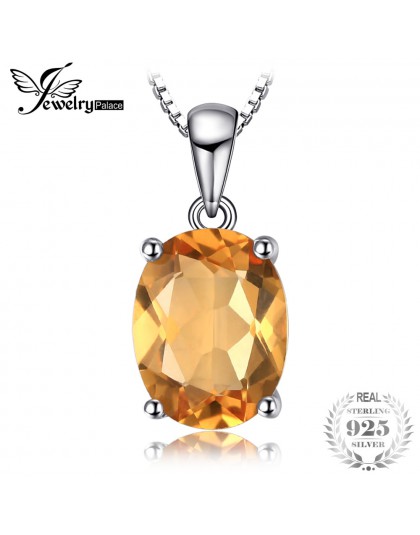 JewelryPalace owalne 1.7ct naturalny cytryn Birthstone pasjans wisiorek 925 Sterling srebrne wisiorki naszyjniki nie zawiera łań