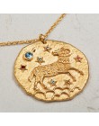 Vercret zodiaku naszyjnik 925 Sterling Silver konstelacji złoty wisiorek naszyjnik dla damska biżuteria na prezent dropshipping