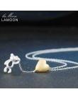 Lamoon 2017 nowy drut rysunek 2 kolory miłość serce i mały niedźwiedź wisiorek naszyjnik 925-Sterling-Silver biżuteria dla kobie