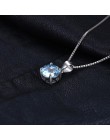 JewelryPalace 2.4ct naturalne błękitny Topaz wisiorek okrągły Cut 925 Sterling srebrne wisiorki naszyjniki nie należą do łańcuch