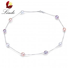 45 cm AAAA naturalna perła słodkowodna łańcuchy naszyjniki dla kobiet moda S925 srebrny biały różowy fioletowy prawdziwe perły b
