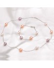 45 cm AAAA naturalna perła słodkowodna łańcuchy naszyjniki dla kobiet moda S925 srebrny biały różowy fioletowy prawdziwe perły b