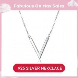 LicLiz proste list długi Link łańcuch V wisiorek naszyjnik dla kobiet 925 Sterling Silver akcesoria dziewczęce Geometric shape b
