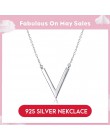 LicLiz proste list długi Link łańcuch V wisiorek naszyjnik dla kobiet 925 Sterling Silver akcesoria dziewczęce Geometric shape b