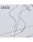 LicLiz proste list długi Link łańcuch V wisiorek naszyjnik dla kobiet 925 Sterling Silver akcesoria dziewczęce Geometric shape b