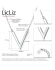 LicLiz proste list długi Link łańcuch V wisiorek naszyjnik dla kobiet 925 Sterling Silver akcesoria dziewczęce Geometric shape b