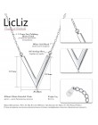 LicLiz proste list długi Link łańcuch V wisiorek naszyjnik dla kobiet 925 Sterling Silver akcesoria dziewczęce Geometric shape b