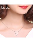 LicLiz proste list długi Link łańcuch V wisiorek naszyjnik dla kobiet 925 Sterling Silver akcesoria dziewczęce Geometric shape b