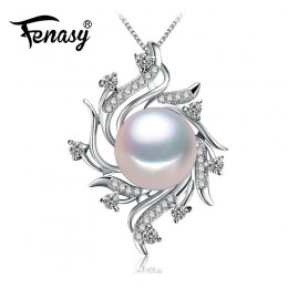 FENASY czeski S925 Sterling Silver biżuteria – naturalne perły naszyjniki moda CZ geometryczne wisiorki dla kobiet prezent na ro