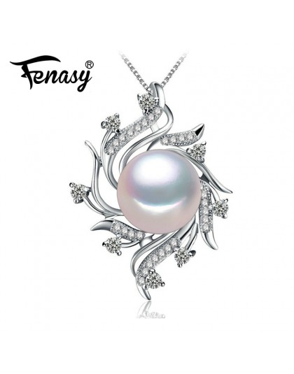 FENASY czeski S925 Sterling Silver biżuteria – naturalne perły naszyjniki moda CZ geometryczne wisiorki dla kobiet prezent na ro