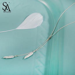 SA SILVERAGE Feather Tassel naszyjnik majątek 925 Sterling Silver naszyjniki Fine Jewelry srebrne wesele ślub wesele wisiorki dl