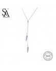 SA SILVERAGE Feather Tassel naszyjnik majątek 925 Sterling Silver naszyjniki Fine Jewelry srebrne wesele ślub wesele wisiorki dl