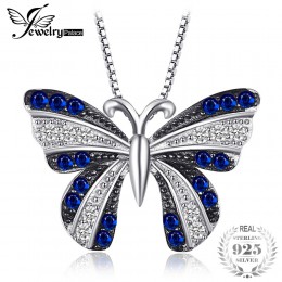 JewelryPalace Butterfly utworzono niebieski Spinel wisiorek oryginalna 925 Sterling srebrne wisiorki naszyjniki cyrkonia bez łań