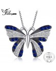 JewelryPalace Butterfly utworzono niebieski Spinel wisiorek oryginalna 925 Sterling srebrne wisiorki naszyjniki cyrkonia bez łań