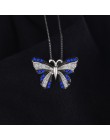 JewelryPalace Butterfly utworzono niebieski Spinel wisiorek oryginalna 925 Sterling srebrne wisiorki naszyjniki cyrkonia bez łań