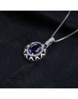 JewelryPalace Vintage w stylu Art Deco 1.5ct owalny stworzony niebieski szafir wisiorek naszyjniki dla kobiet 925 Sterling Silve