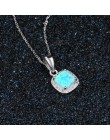 Klasyczny kwadrat biały różowy niebieski Opal naszyjniki i wisiorki cyrkon 925 Sterling Silver naszyjnik prezent dla kobiet (Lam