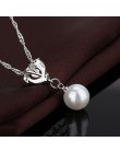 Elegancka moda 925 Sterling Silver łańcuch podwójne naszyjnik z pereł cyrkonia kryształowe naszyjniki dla kobiet dziewczyna biżu