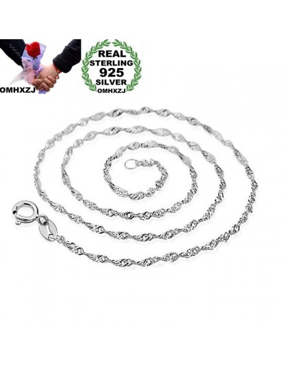 OMHXZJ hurtownie osobowość moda kobieta dziewczyna Party prezent srebrny biały 1 MM łańcuch fali 925 Sterling Silver Chain naszy