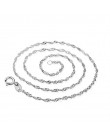 OMHXZJ hurtownie osobowość moda kobieta dziewczyna Party prezent srebrny biały 1 MM łańcuch fali 925 Sterling Silver Chain naszy