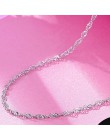 OMHXZJ hurtownie osobowość moda kobieta dziewczyna Party prezent srebrny biały 1 MM łańcuch fali 925 Sterling Silver Chain naszy