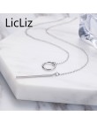 LicLiz unikalne 925 srebro koło prosty pasek Bar wisiorek naszyjniki regulowany łańcuch naszyjniki dla kobiet ślub LN0194