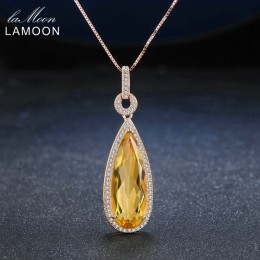 Lamoon luksusowe naturalne TearDrop cytryn 925 srebro łańcuch wisiorek naszyjnik kobiety biżuteria S925 LMNI042