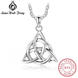 925 Sterling Silver Celtics Knot sztuki naszyjniki i wisiorki Triquetra trójcy łańcuszek na szyję na prezent dla dziewczynek (La