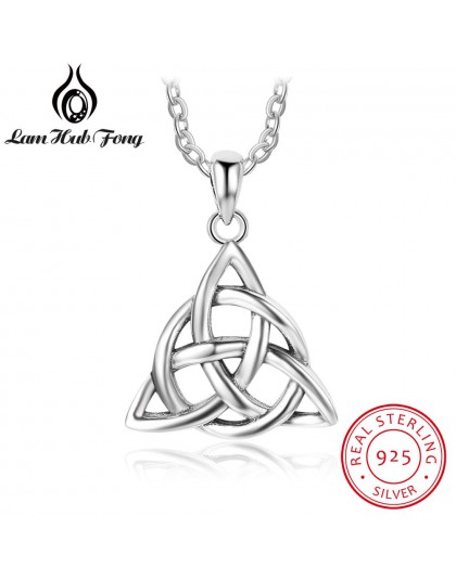 925 Sterling Silver Celtics Knot sztuki naszyjniki i wisiorki Triquetra trójcy łańcuszek na szyję na prezent dla dziewczynek (La