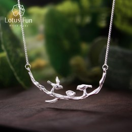 Lotus zabawy majątek 925 Sterling Silver ręcznie robiona biżuteria ptak na gałęzi naszyjnik z wisiorek acessórios dla kobiet Col